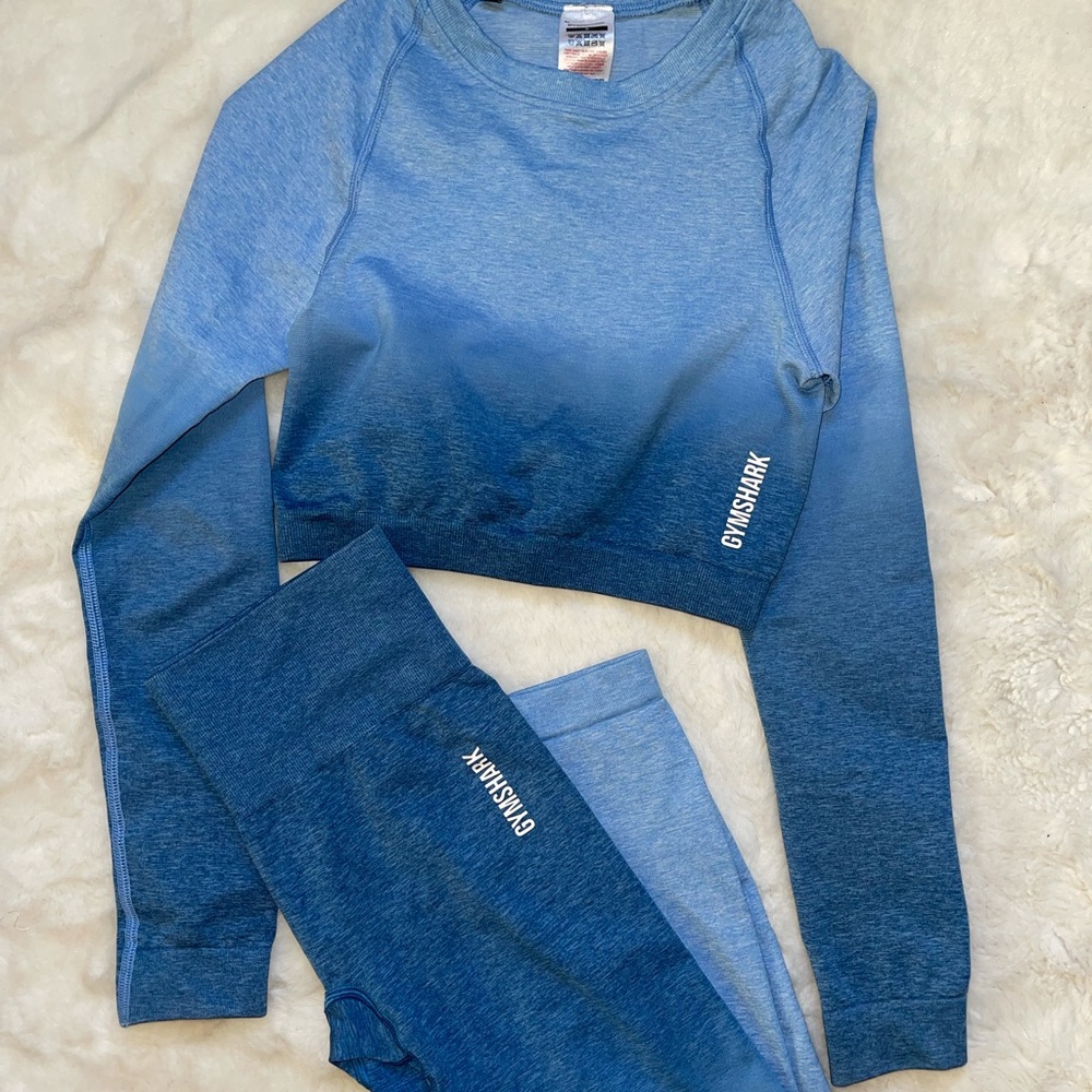 GYMSHARK Adapt Blue Ombre Seamless Set